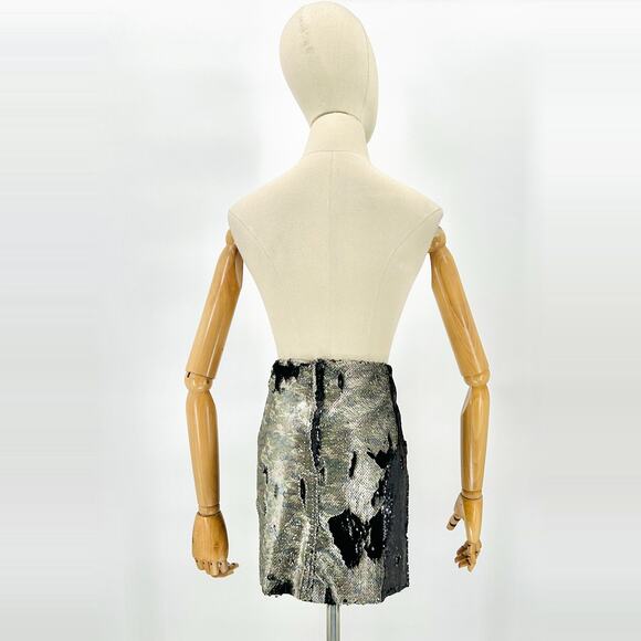 Free People FP One Silver Black Reversible Sequin Mini Skirt - Picture 4 of 6